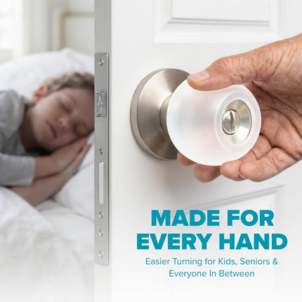 STRONGEST HOME Clear Silicone Door Knob Cover & Wall Protector – Soft Rubber Handle Grip for Arthritis Support and Quiet Damage Prevention (2 Pack)