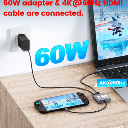 Aluminum Alloy 3-in-1 Switch 2 Dock, Bemkiru Portable Travel Dock for Nintendo Switch 2/Switch/OLED/ROG Ally/Legion GO, Switch 2 TV Docking Station Adapter with HDMI 4K@60Hz, USB 3.2 and PD 100W