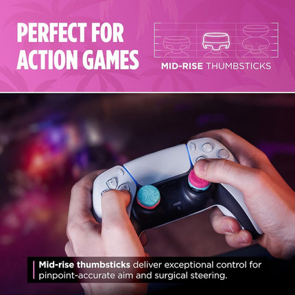 KontrolFreek Performance Thumbsticks - Heist Edition - For Playstation 5 (PS5) and Playstation 4 (PS4) Controller - Blue/Pink