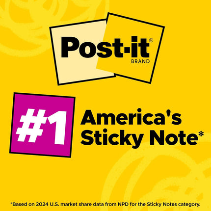 Super Sticky Notes, 24 Sticky Note Pads, 3 x 3 in., School Supplies, Office Products, 2X the Sticking Power, Supernova Neons Collection