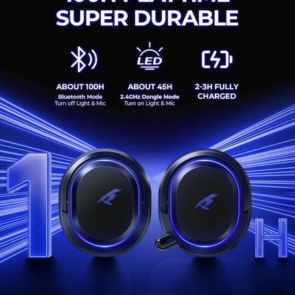 Wireless Gaming Headset, 7.1 Surround Sound, 2.4GHz USB Gaming Headphones with Bluetooth 5.4, 100H Battery, ENC Noise Canceling Mic, RGB Light, Wireless Headset for PC PS5 PS4 Mac Switch (Black-Blue)