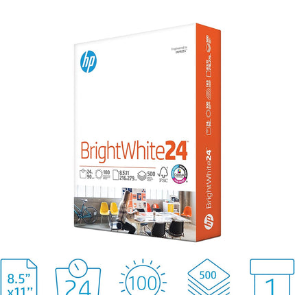 HP Papers | 8.5 x 11 Paper | BrightWhite 24 lb |1 Ream - 500 Sheets| 100 Bright | Made in USA - FSC Certified | 203000R