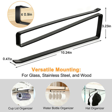 Tumbler Lid Organizer for Cabinet - Under Shelf & Behind Door Lid Holder, No-Drill Kitchen Organizer and Storage, Space Saving Rack Fits 24oz 30oz 40oz Water Bottle Tumbler Lids