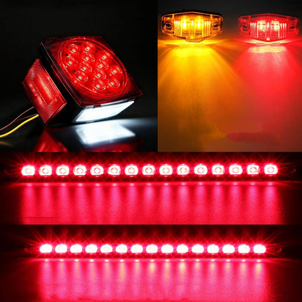 LED Trailer Light Kit, IP67 Submersible Trailer Lights 12V DOT, Stop/Tail/Turn Boat Trailer Lights with 13.7" ID Bar, 6 Marker Lights, 25 ft Protective Wiring Harness, License Plate Bracket