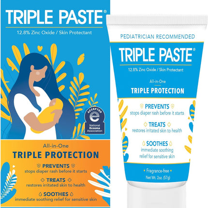 Triple Paste Diaper Rash Cream, Hypoallergenic Medicated Ointment for Babies, 2 oz, Multi, (SU-001) (Packaging May Vary)