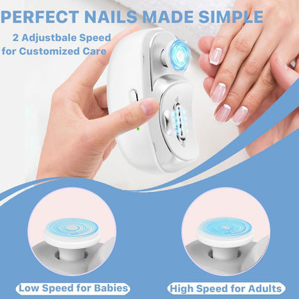 Electric Nail Clippers for Seniors, 2026 3 in 1 Electric Nail Clipper Multifunctional Electric Toenail Clippers for Adults，Kids with Polishing and 2 Speeds (White)