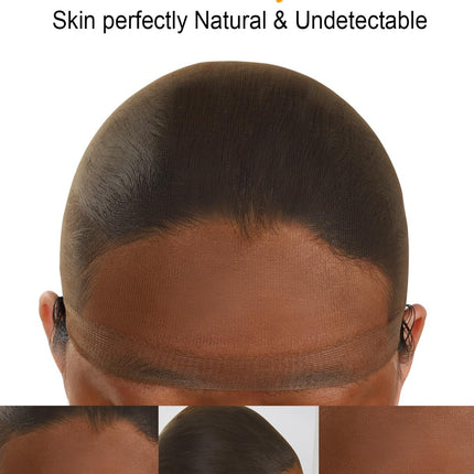 BEEOS Brown SKINLIKE HD Wig Cap, 12 Pieces Ultra-thin Invisible Stretchy Stocking Caps for Lace Front Wigs, Breathable Wig Caps for Women