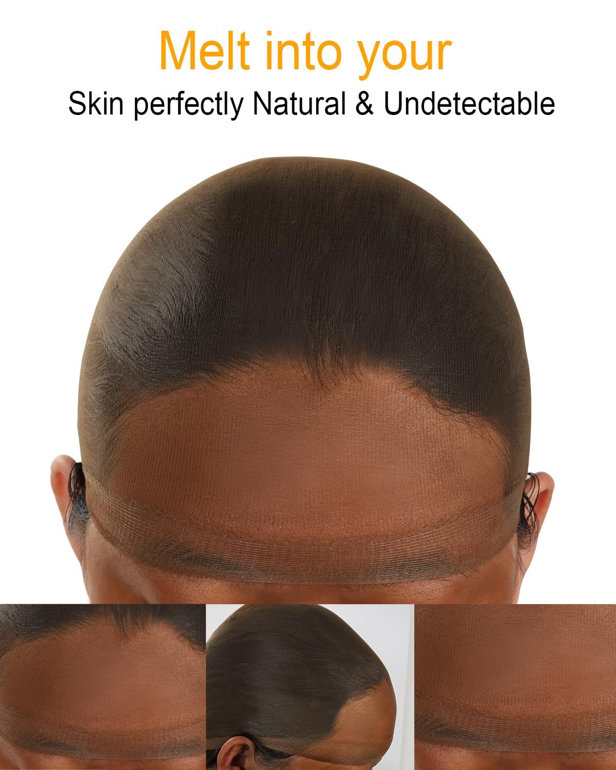 Brown HD Wig Cap, 12-Piece Ultra-Thin Invisible Stretch Stocking Caps for Lace Front Wigs - photo 3