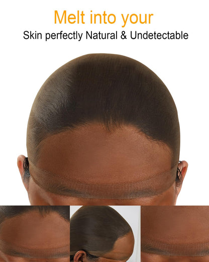 Brown HD Wig Cap, 12-Piece Ultra-Thin Invisible Stretch Stocking Caps for Lace Front Wigs - photo 3