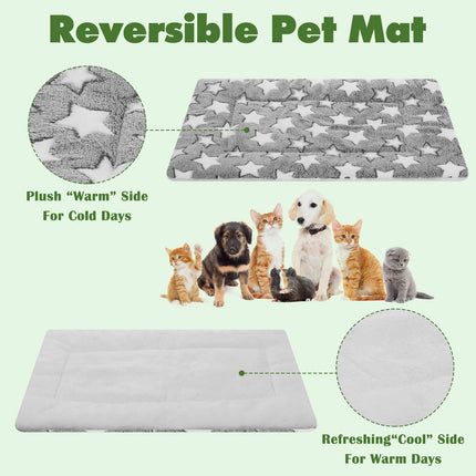 4 piezas de tapete para cama de perro, reversible, lavable a máquina, para jaula, para perros pequeños, medianos y grandes (16 x 24 x 1.2 Inch, gris)