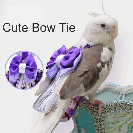 Bird Flight Suits Diapers, Parrot Flight Suits Diapers for Monk Parakeets, Cockatiels Flight Suits, Parrot Clothes, Bird Training Nappy Suit Liners Clothes (XS, Purple-B)