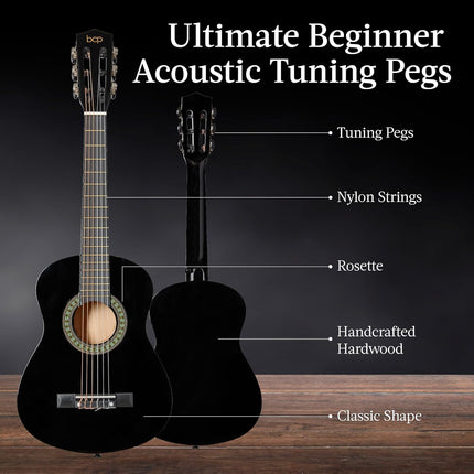 Best Choice Products 30in Kids Acoustic Guitar, All-in-One Beginner Starter Kit w/Strap, Case, Extra Strings, Rosette Inlay - Black