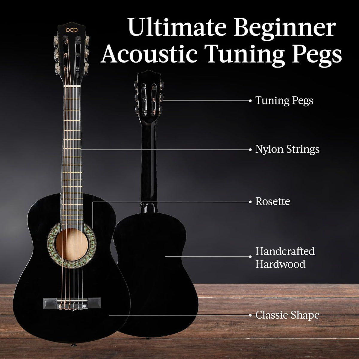 30in Kids Acoustic Guitar, All-in-One Beginner Starter Kit w/Strap, Case, Extra Strings, Rosette Inlay  - photo 4