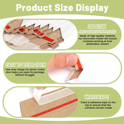 20 Pack Rigid Mailers 6x8 Inch Self Seal Document Mailers, Protective Flat Cardboard Sturdy White Photography Envelopes for Photos, Document, CD, Coins, Stamps