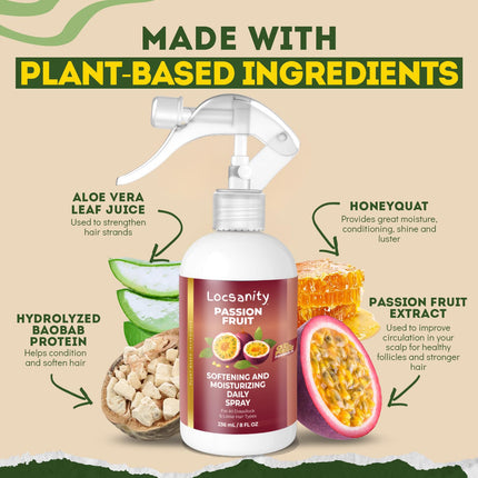 Loc Spray - Locsanity Daily Moisturizing Refreshing Spray for Dreadlocks, Locs, Sisterlocks - Passion Fruit Hair and Scalp Moisturizer for Dry Locs, Braids - Lightweight Plant-Based Care (8 fl oz)