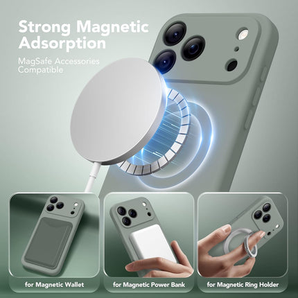 Magnetic Silicone Case for 17 Pro 6.3-Inch, Calke Green