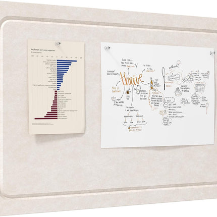 Lifewit Cork Board Alternative,22.4"x 14.8" Bulletin Board with Self-Adhesive,Foldable Decorative Felt Pin Board Vision Board Message Board with 20 Pushpins for Office Wall Decor, Room Decor, Oatmeal