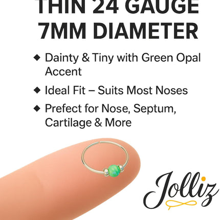 Jolliz Opal Nose Rings Hoops – 24 Gauge Classic Design, Elegant Nose Rings for Women & hypoallergenic Nose Piercings Jewelry Perfect for Any Occasion with Comfortable Fit