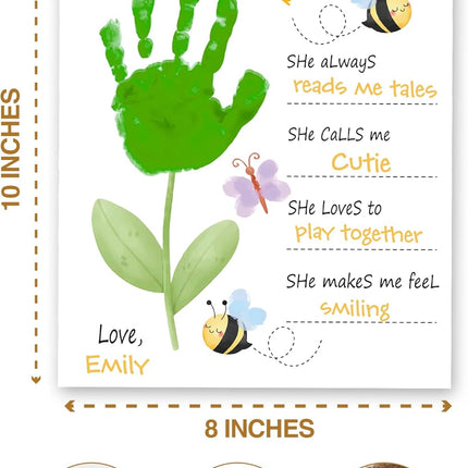 4 Design Best Mom Ever Hands Down DIY Handprint Card, Mothers Day Gifts from Kids Daughter Son, Meaningful Card Happy Birthday Personalized Gift for Mama, Grandma, DIY Handprint Keepsake for Family