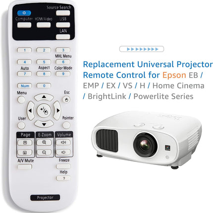 Projector Remote Control for Epson Projectors Home Cinema EB EMP EX VS H BrightLink Powerlite Series
