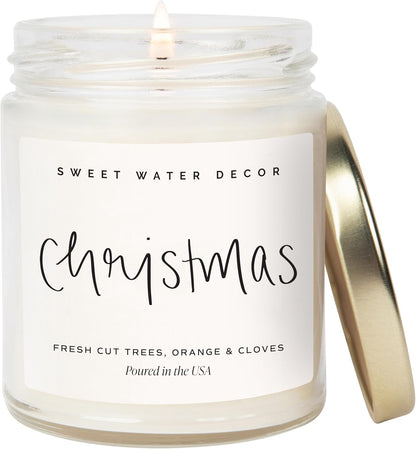 Christmas Scented Candle - Cinnamon, Trees, Orange, and Clove Scented Winter Candle - Christmas Candles and Decor for