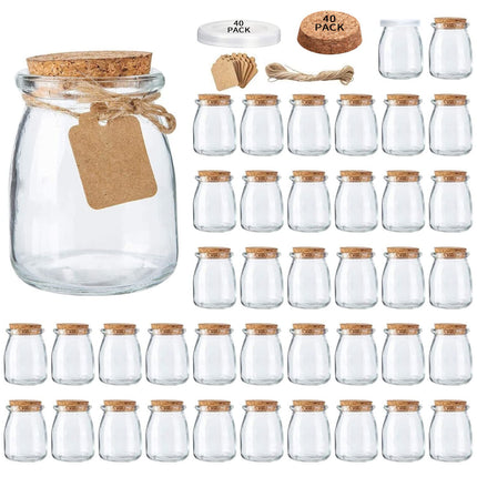Frascos de vidrio de 7 oz con tapas, mini frascos para yogur de 30 unidades, frascos de botica