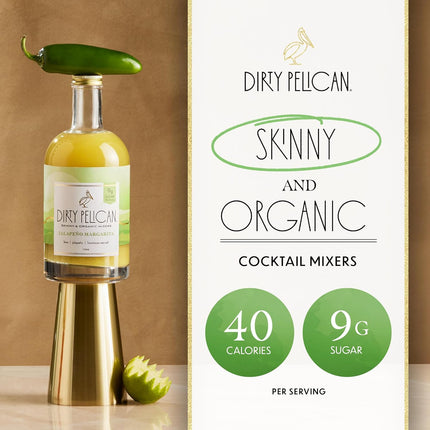 Cocktail Mixers - Spicy Jalapeno Margarita - Skinny & Organic Drink Mixes for Cocktails - Low Calorie Mocktails - Low Sugar - Vegan - Gluten Free - No Preservatives - 750ml (1 Bottle)