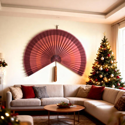 ChumDecor Fan Wall Decor,Large Bamboo Fan Wall Art for Boho Hanging Headboard,Decorative Folding Fans for Over Bed Decorations