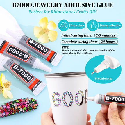 SourcetoHome 12100Pcs Resin Rhinestones for Crafting with 3Pcs 10ml B7000 Jewelry Glue, 2 Boxes Flatback Crystals Diomand (AB) for Bedazzling Crafts DIY Nail Art Makeup，Non Hotfix Gems for Clothing Shoes - General - detail view 3