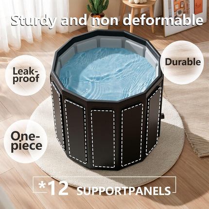 Portable Bathtub for Adult, Foldable Soaking Bathtub for Hot SPA&Ice Bath, Foldable Small Bathtub collapsible bathtub for Bathing, 6-layer Insulated portable tub,Space-Saving (black, 25.9X27.5 IN)