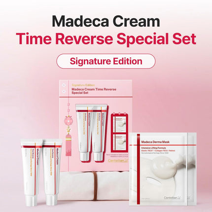 CENTELLIAN 24 Madeca Cream Time Reverse 50ml (2pcs) + Intensive Lifting Mask (2ea) Signature Edition - Cica Anti Aging for Wrinkles, Firming and Centella Asiatica for Sensitive Skin, Korean Skin Care