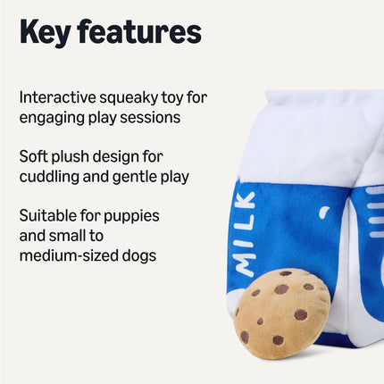 Amazon Basics Interactive Dog Squeak Toys with 1 Milk Carton and 4 Cookies, Ideal for Puppies, Small and Medium Dogs