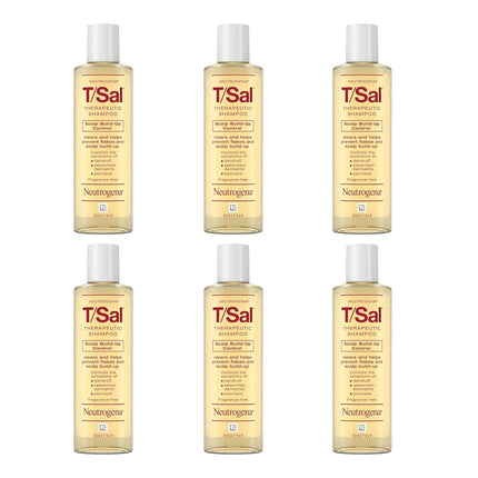 Neutrogena T/Sal Therapeutic Dandruff Shampoo, Scalp Build-Up Control, 3% Salicylic Acid,Psoriasis Treatment, Seborrheic Dermatitis Shampoo, Clears Flakes, Fragrance Free, 4.5 fl oz