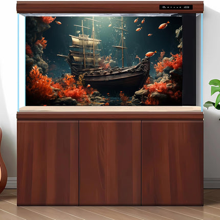 Pirate Shipwreck Aquarium Background Under The Sea Coral Reefs Fish Tank Background Underwater Sunken Ship Landscape Terrarium Background Tropical Sea Marine Life Aquarium Tank Background 48x20in