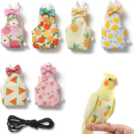 7 Pcs Bird Diaper - Reusable Parrot Diaper with Waterproof Inner - Cute Chicken Pants Pet Diapers Nappy for Parakeet, Cockatie,l Mini Macaw, Canary, Pet Chicken & Duck