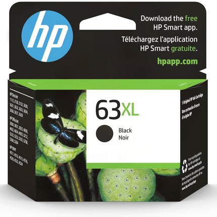 HP 63XL Black High-Yield Printer Ink Cartridge Printers | Works with DeskJet 1112, 2130, 3630;Envy 4510, 4520; OfficeJet 3830, 4650, 5200 | Eligible for Instant Ink | F6U64AN