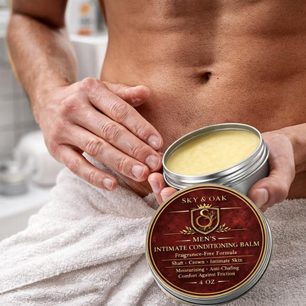 Men’s Intimate Conditioning Balm for Daily Grooming – Fragrance-Free Comfort for Groin & Sensitive Skin – Jojoba, Almond, Coconut Oil, Shea Butter & Vitamin E – 4 oz