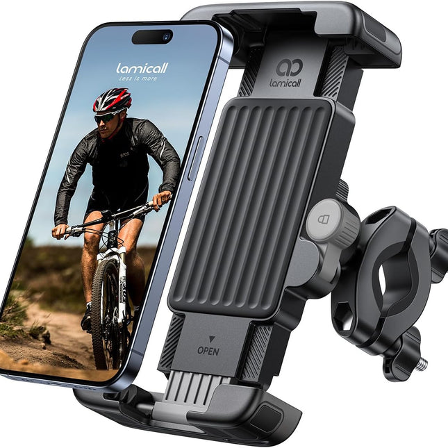 Bike Motorcycle Phone Mount - [1s Quick Lock] Bike Cell Phone Holder Clip, Bicycle Scooter Handlebar Clamp, for iPhone