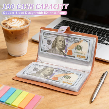 100 Envelopes Money Saving Challenge, Money Saving Binder, Budget Planner and Monthly Organizer for Cash, Envelope Savings Challenge Book, Reach Your Savings Goals of $5,050 (Black)
