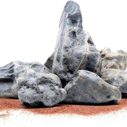 SubstrateSource Natural Aquarium Stones - Bug-Eaten, Pahai, Dark Bluish Green Decorative Aquascaping Rocks for Betta Fish Tank, Cichlids, Shrimp, Hermit Crab & Reptile Enclosure - Hakkai, 10 LB