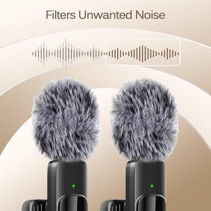 Wireless Lavalier Lapel Microphone for iPhone, iPad, mini Video Recording Mic for Interview Video Podcast Vlog YouTube & Livestream, Noise Reduction, Plug & Play (3-in-1 Port)