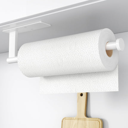 Paper Towel Holder Under Cabinet - Stainless Steel Paper Towel Holder Wall Mount, Self-Adhesive or Drilling, Matte Black Towel Rack for Kitchen Organization and Storage, Kitchen Paper Roll Holder