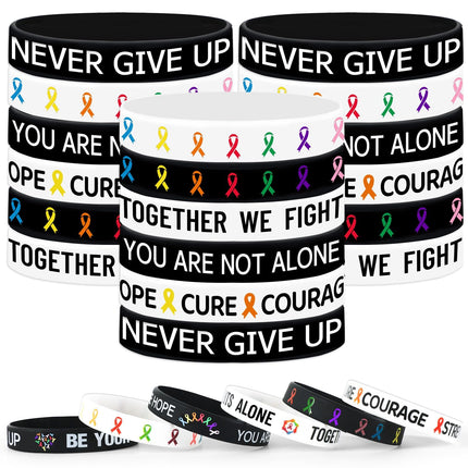 42pcs Breast Cancer Awareness Accessories Silicone Bracelets