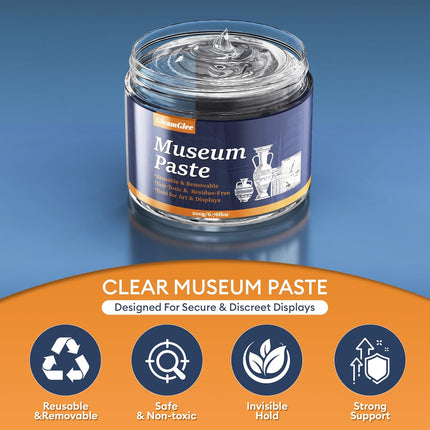 Exhibits Fixing Gel for Museum 200g (6.76oz) - Removable & Reusable Museum Putty, Museum Wax Adhesive to Secure Glass, Antiques, Collectibles & Decor, No Residue Exhibit Gel