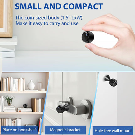Mini Camera, 1080P Wireless Indoor Security Camera, Upgraded 60-Days Battery Life, Auto Night Vision, PIR Motion Detection, Support 5G Wi-Fi, Remote Viewing for Baby Pet Monitoring and Home Security