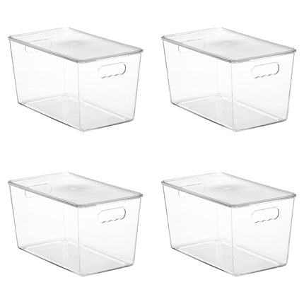 6 Pack Clear Stackable Storage Bins with Lids and Handles, Large