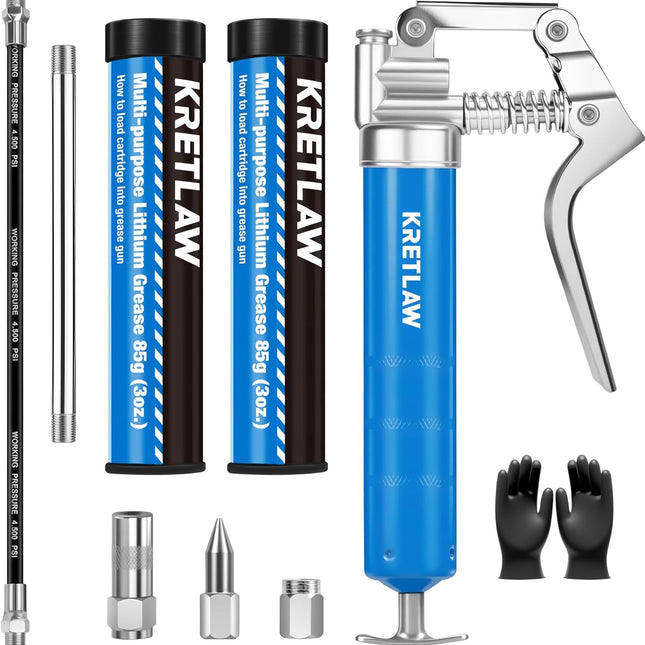 Mini Grease Gun (3000PSI) with Double 3oz Cartridge Grease and 12''