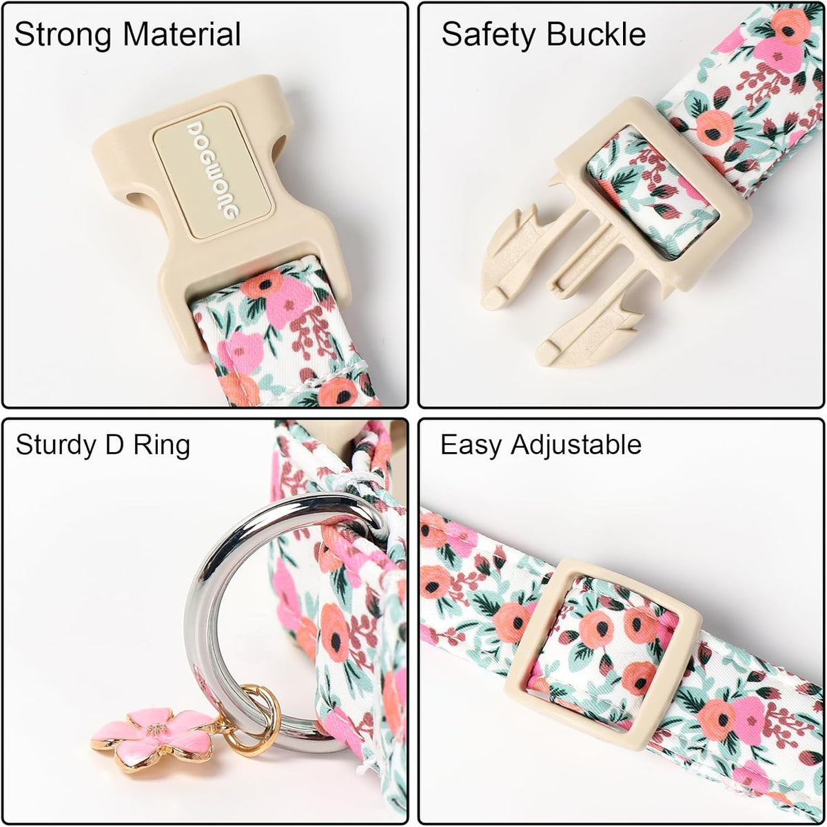 Flower Cotton Dog Collar for Small, Medium, and Large Dogs - photo 3