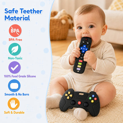 Baby Silicone Remote Game Controller Teether, 2pack Teething Toy for Baby 3 6 12 18 Months, Baby's Chew Toys, Food Grade Silicone Teething Toys for Infants, BPA Free, for Babies Gum Relief
