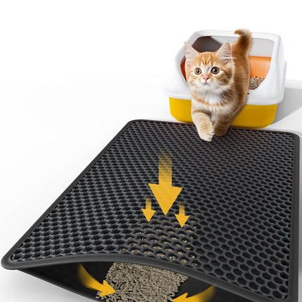 Ultra-Large Cat Litter Mat, 27'' x 19", Double-Layer, Grey